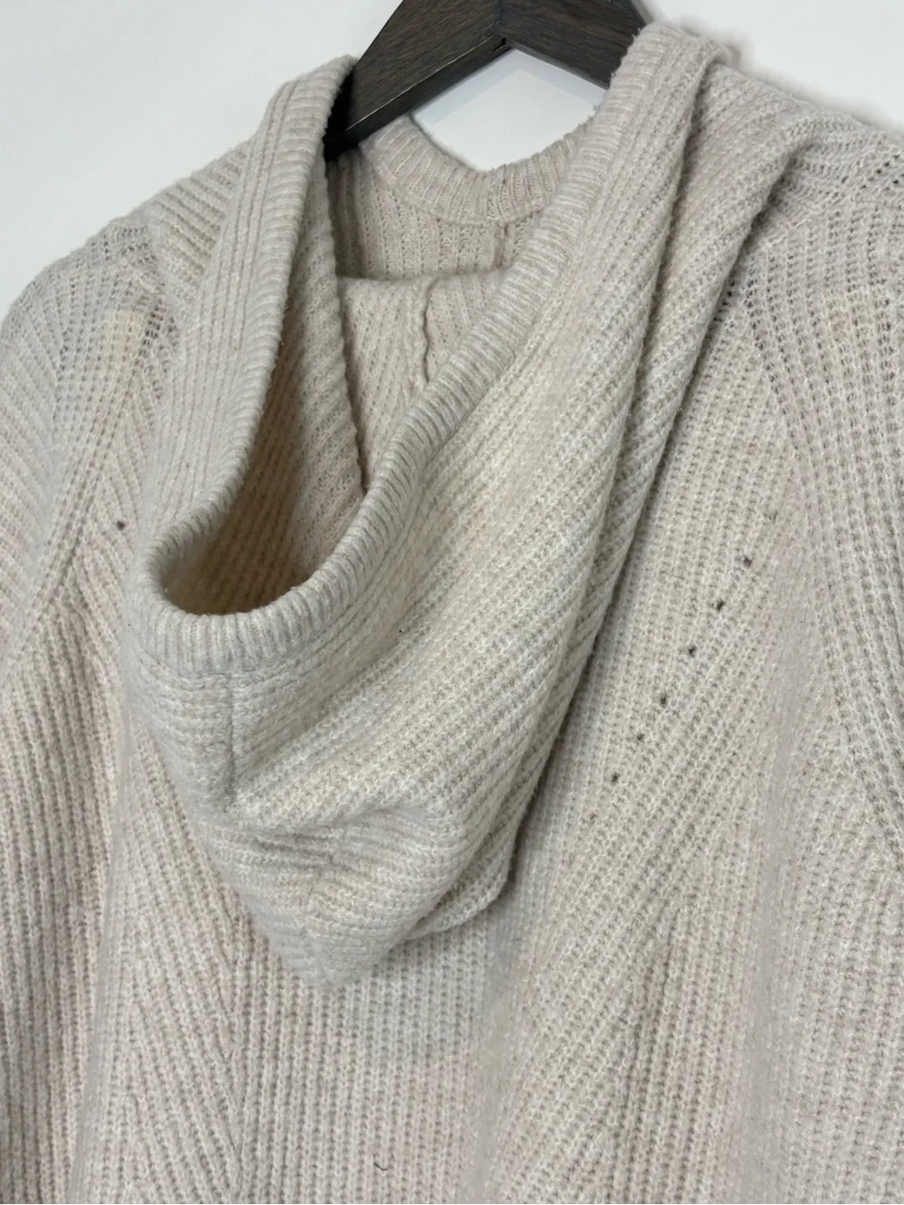 CALIA Womens Medium Slouchy Cream Ivory Knit Hooded Pullover Sweater Solid